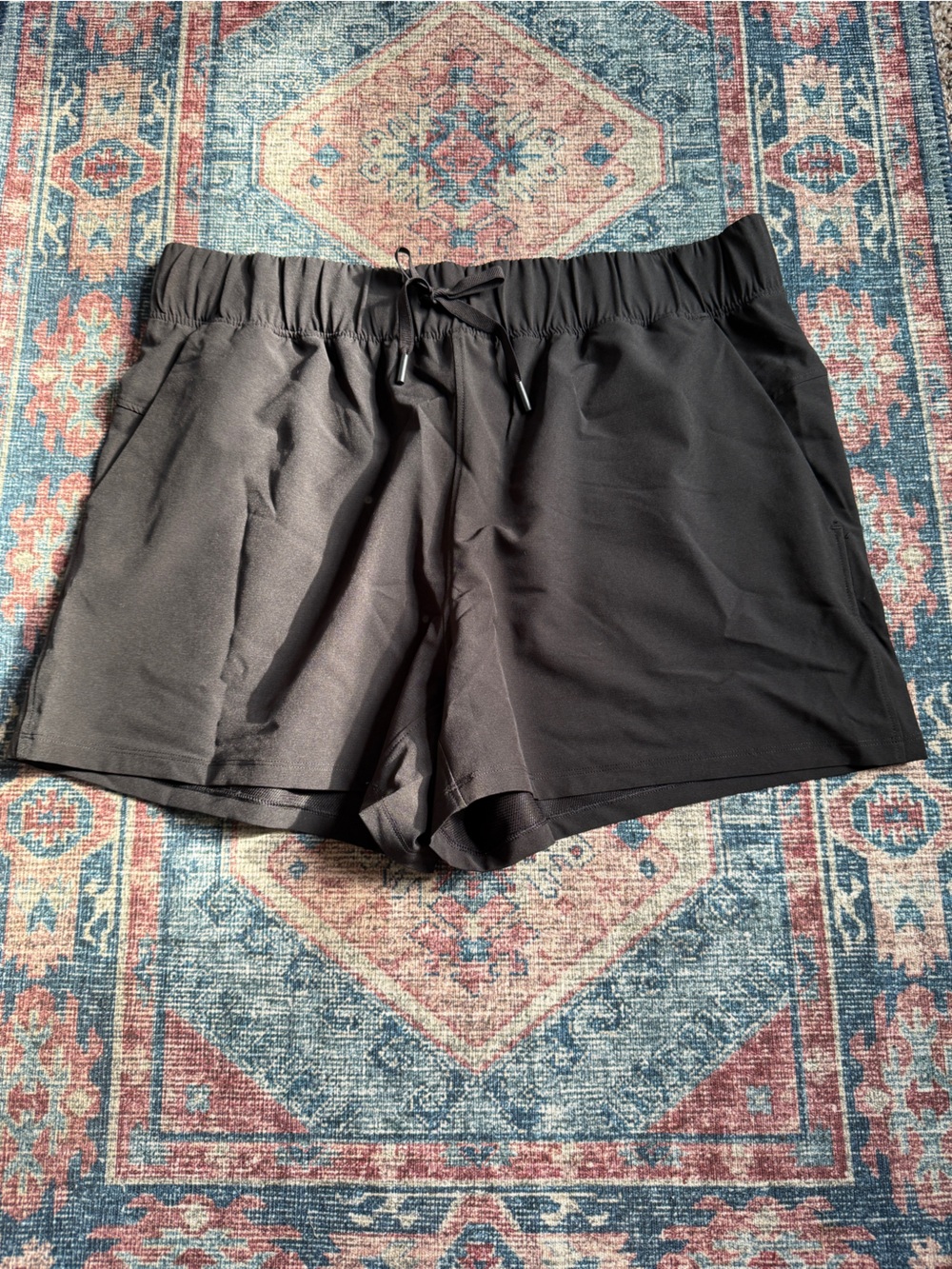 Black Women's Athletic Shorts with Elastic Drawstring Waist